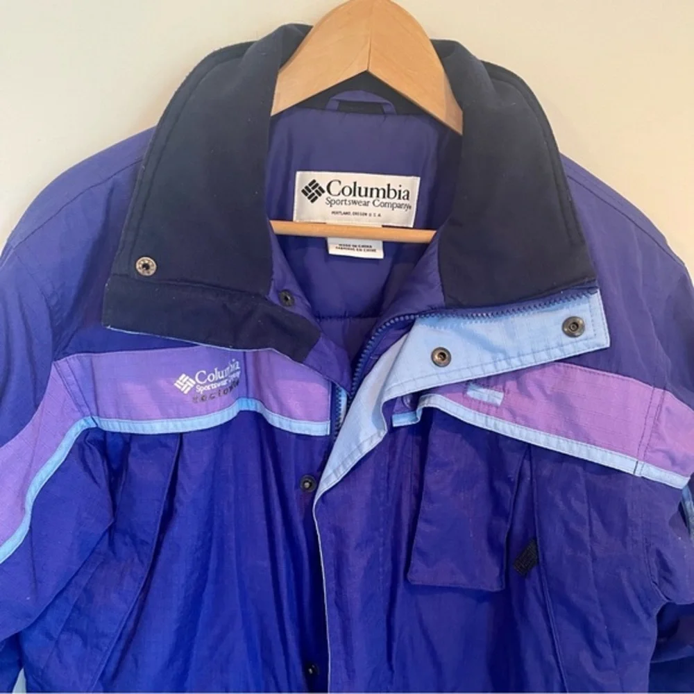 Columbia VTG 80s Ski Jacket Dopamine Dressing Purple & Blue, Women's Size XL - Picture 5 of 16